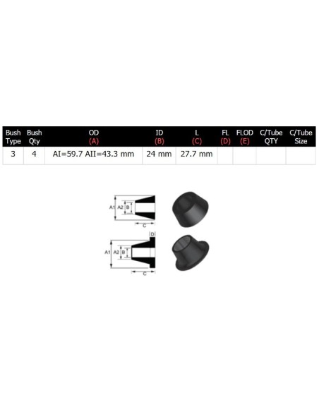 Kit de 4 silentblocks reforçados tirantes traseiros ao chassi Mitsubishi V20 / 40 (poliuretano) - Pedders