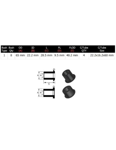 Lower rear control arm bushing kit (65mm) for Mitsubishi Montero I (polyurethane) - Pedders