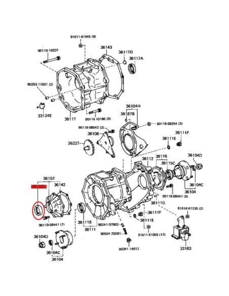 Retenedor de caixa de mudanças / transferência J9 - Original Toyota Land Cruiser
