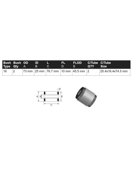 Reinforced rubber silent block kit for lower rear tie bar (chassis) Mitsubishi Montero V60 / V80 - Pedders