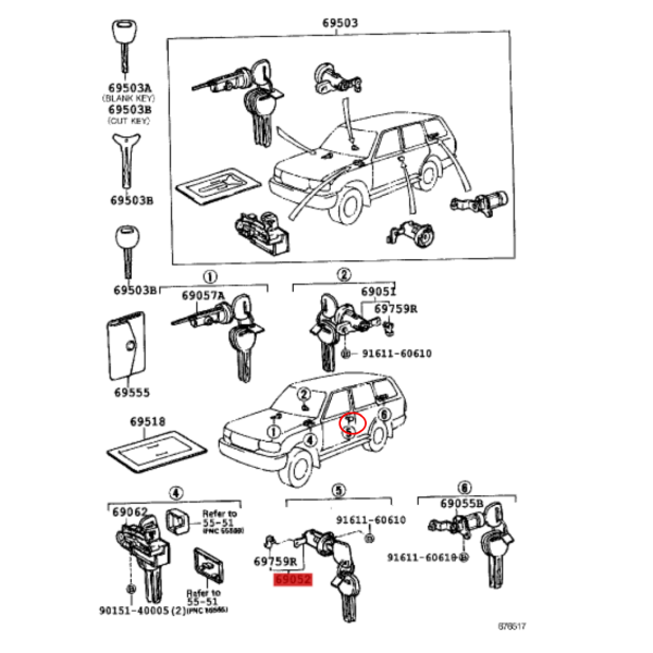 CLAUSOR PUERTA CONDUCTOR J8 ORIGINAL TOYOTA LAND CRUISER