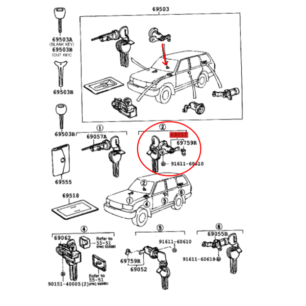 CLAUSOR PUERTA COPILOTO J8 ORIGINAL TOYOTA LAND CRUISER