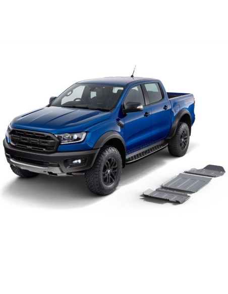 Kit de proteção do motor + câmbio + caixa de transferência fabricado em duralumínio 4mm Ford Ranger Raptor - Rival