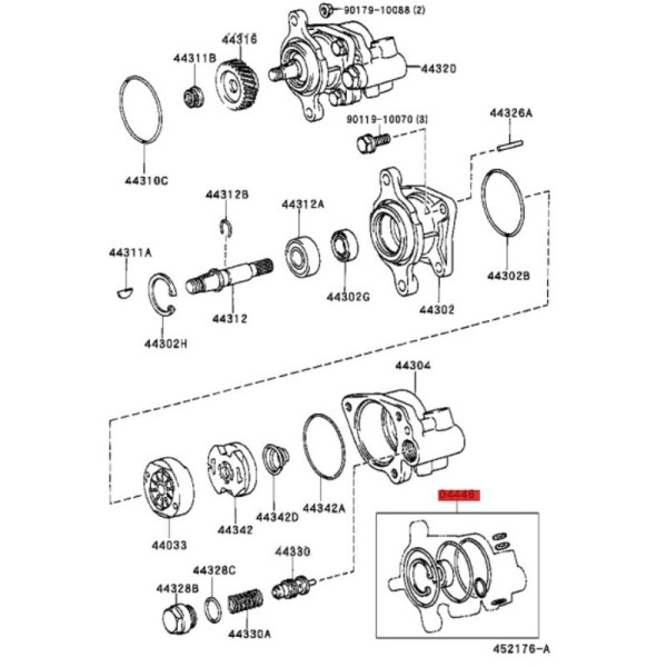 Kit de reparo da bomba de direção (Motor 1HZ,...