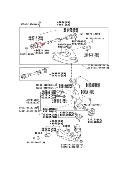 Kit aus 2 verstärkten Silentblöcken für die obere Vorderachse (n-1) Toyota 4Runner / Toyota Hilux - Pedders