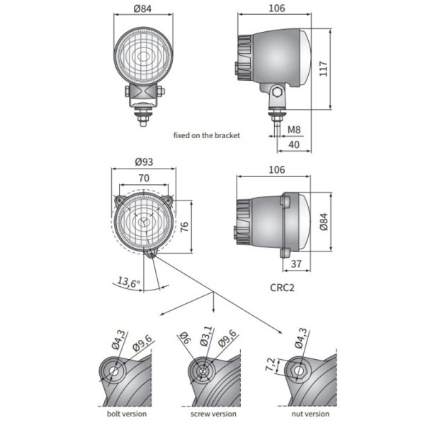 Approved round LED front headlight - Fabryka 4x4