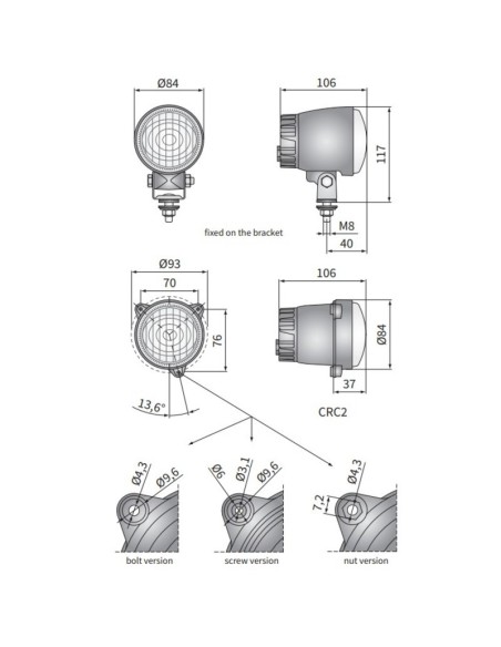 Phare avant rond LED homologué - Fabryka 4x4