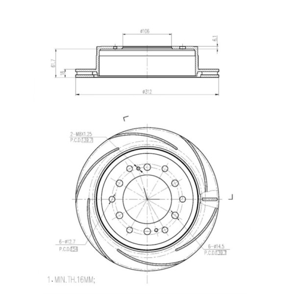 Rear performance brake disc Toyota Land Cruiser...