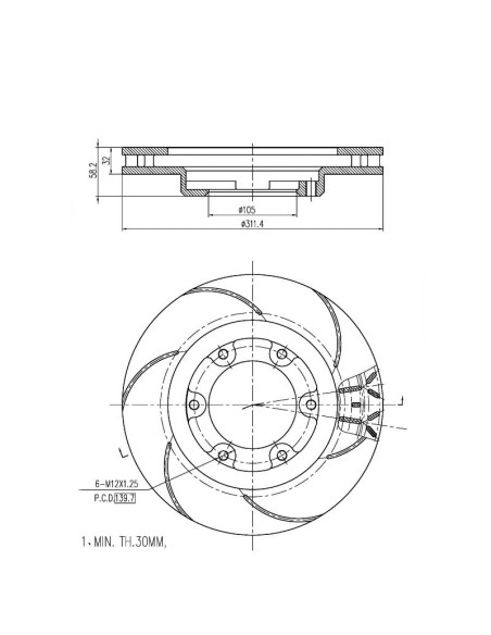 Rear performance brake disc Toyota Land Cruiser J8 (right) rear 92 - Pedders