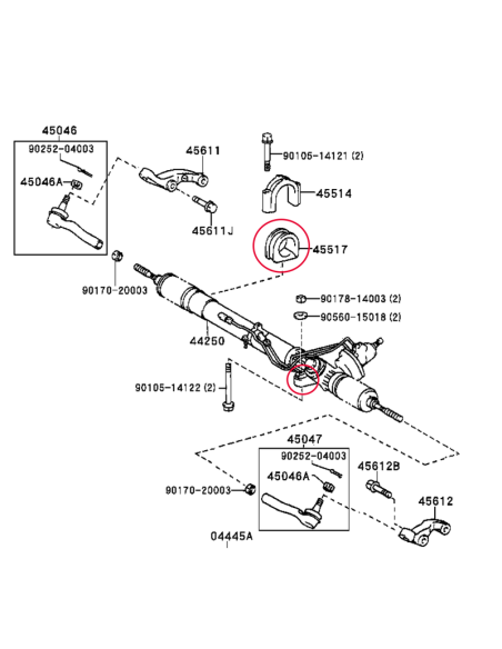 Kit de silentblocks reforzados soporte cremallera dirección Toyota Land Cruiser J10 (anterior 2002) - Pedders