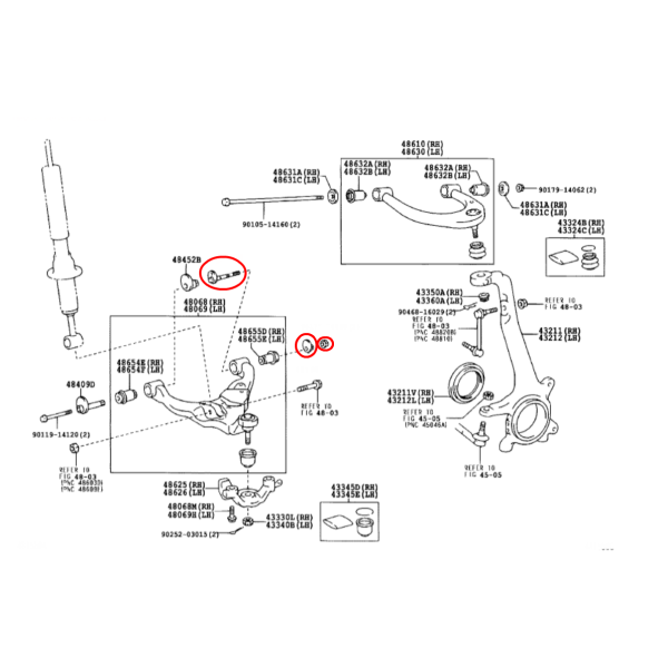KIT EXCENTRICO TRAPECIO PARTE TRASERA J12/ FJ ORIGINAL TOYOTA LAND CRUISER