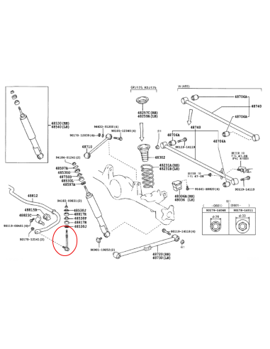 BIELETA ESTABILIZADORA TRASERA J12/15 ORIGINAL TOYOTA LAND CRUISER