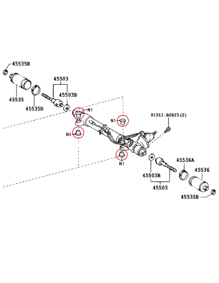 Reinforced silentblock kit for J20 steering rack support - Pedders