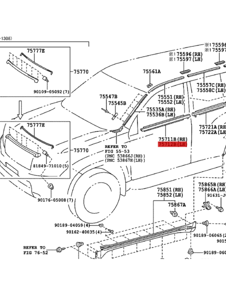 Left front door window frame for Toyota Land Cruiser J15 - Original Toyota Land Cruiser