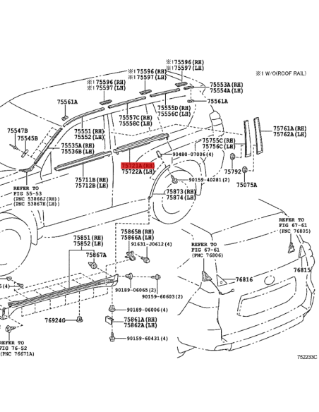 Rear right door window frame for Toyota Land Cruiser J15 - Original Toyota Land Cruiser