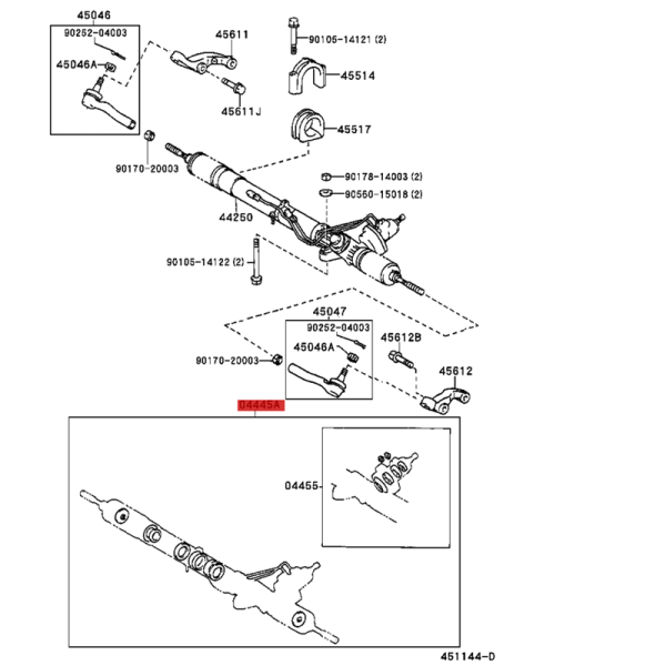 Steering rack repair kit for Toyota Land...