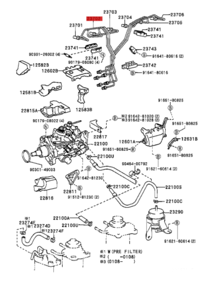 TUBO INYECTOR J10   Nº2 ORIGINAL TOYOTA LAND CRUISER