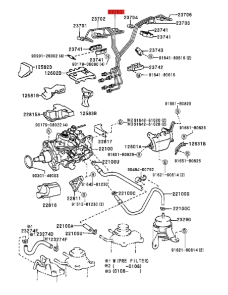 TUBO INYECTOR J10   Nº3 ORIGINAL TOYOTA LAND CRUISER