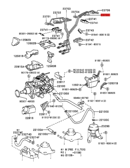 TUBO INYECTOR J10   Nº5 ORIGINAL TOYOTA LAND CRUISER