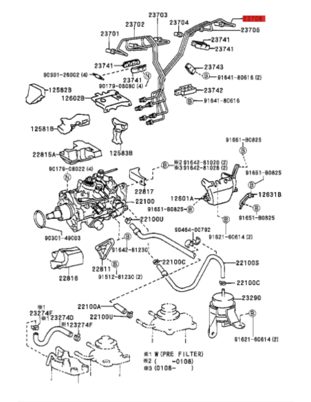 TUBO INYECTOR J10   Nº6 ORIGINAL TOYOTA LAND CRUISER