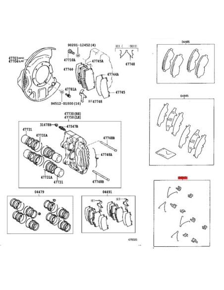 Kit von 2 vorderen Clip-Pads für den Toyota Land Cruiser J8 / 9 - Original Toyota Land Cruiser