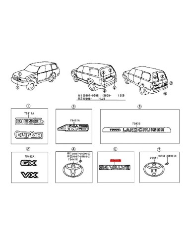 Logo "24 valve" porton arrière j8 - Original Toyota Land Cruiser