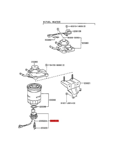 Sonda del tapón inferior portafiltros de gasoil para Toyota Land Cruiser J10/Hilux - Original Toyota Land Cruiser