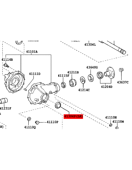 Front differential retention for Toyota Hilux Revo left - Original Toyota Land Cruiser