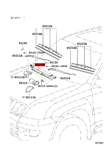 Front wipers, movement mechanism For Toyota Land Cruiser J12 - Original Toyota Land Cruiser