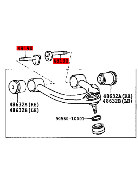 Parafuso excêntrico do trapézio superior J10 - Original Toyota Land Cruiser