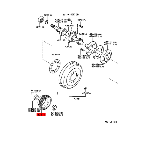 Anneau denté ABS arrière Pour Toyota Land...