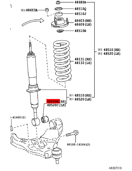 Front lower shock absorber silentblock J15 - Original Toyota Land Cruiser