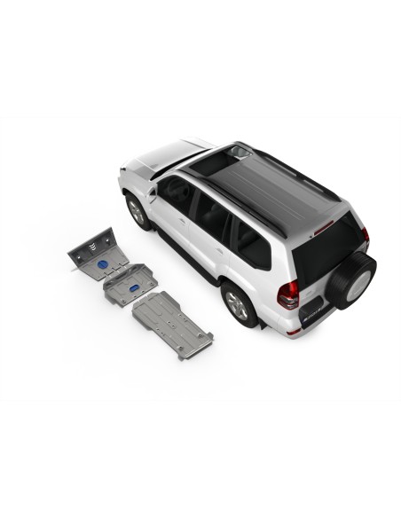 Kit completo de protección fabricado en duraluminio (3 protecciones 4 mm) para Toyota Land Cruiser J12/FJ - Rival