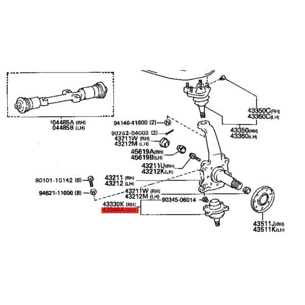 Radaufhängung, untere linke Toyota Hilux / 4 -...