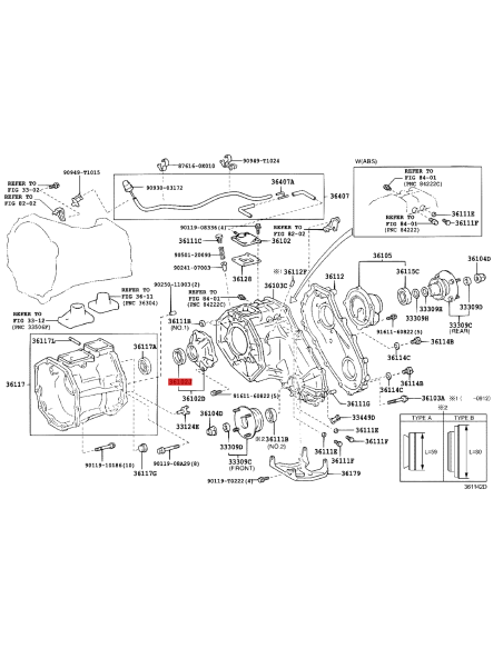 Transfer case retaining to gearbox J12 / 15 / Toyota Hilux / FJ Cruiser - Original Toyota Land Cruiser