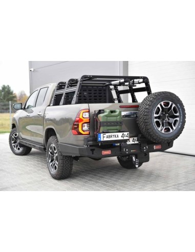 Long steel rear bumper reinforced with LED lights hilux revo (2020 on) - Fabryka 4x4