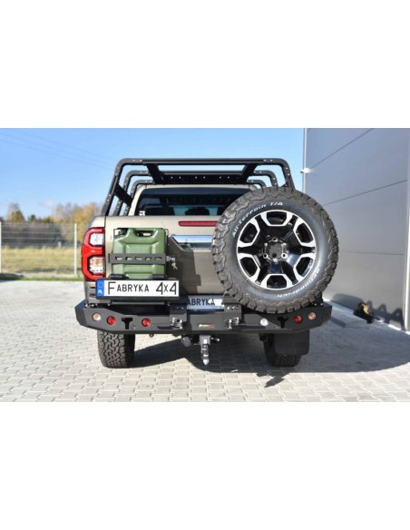 Long rear bumper made of reinforced standard steel for Toyota Hilux Revo (2020 - ) - Fabryka 4x4