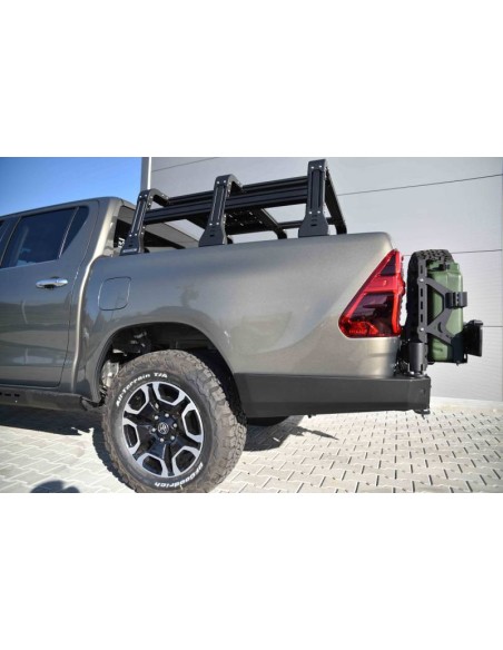 Long rear bumper made of reinforced standard steel for Toyota Hilux Revo (2020 - ) - Fabryka 4x4