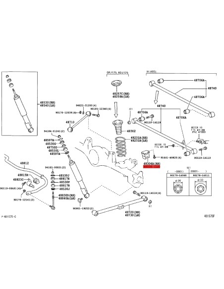 Rear Suspension Bumper J12 (left - 3 doors) - Original Toyota Land Cruiser