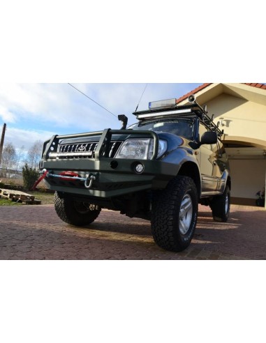 Reinforced steel front bumper + removable j9 bulb (with aletines, standard) toyota land cruiser - Fabryka 4x4