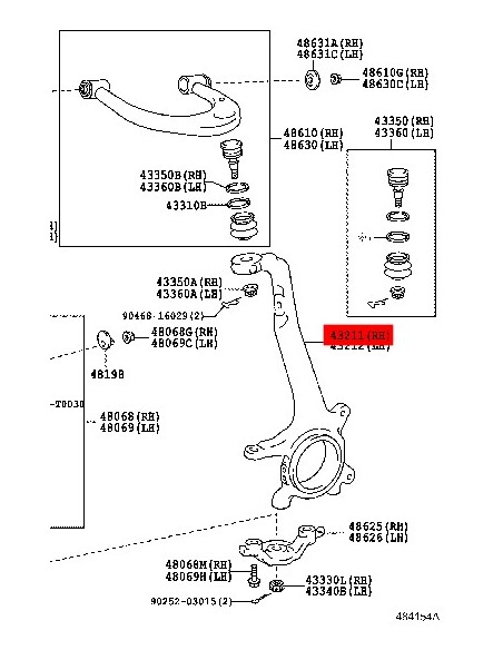 Fusée droite pour Toyota Hilux Revo - Original Toyota Land Cruiser