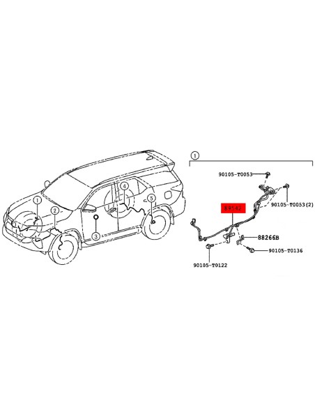 Câblage ABS avant droit pour Toyota Hilux Revo - Original Toyota Land Cruiser