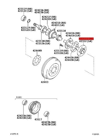 Palier posteriore per Toyota Hilux Revo - Originale Toyota Land Cruiser