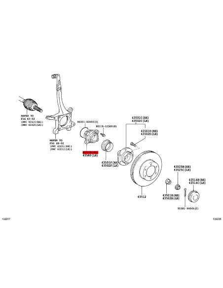 Vorderes Nabenlager Für Toyota Land Cruiser J12 / 15 / FJ (mit ABS) - Original Toyota Land Cruiser