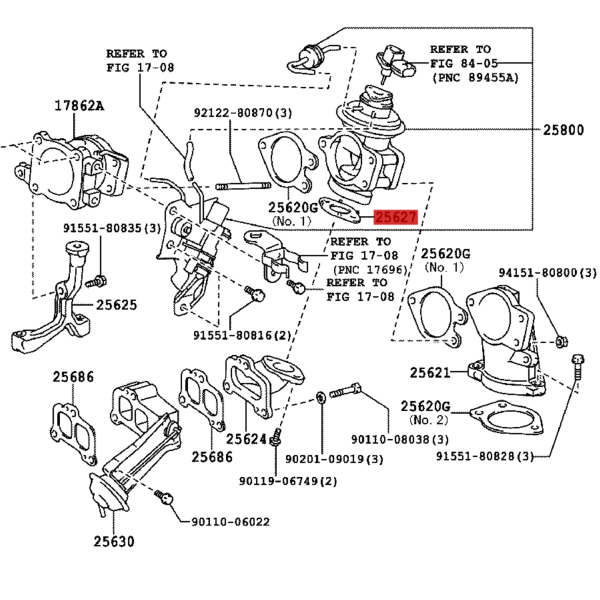 Joint inférieur de la vanne EGR J12 / Toyota...