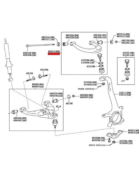 Trapézio dianteiro esquerdo superior para Toyota Hilux - Original Toyota Land Cruiser