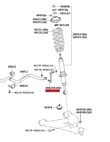 Front left stabilizer bar link for Toyota Hilux...