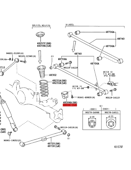 Tope Suspensão traseira J12 (esquerdo - modelo VXL pneu) - Original Toyota Land Cruiser