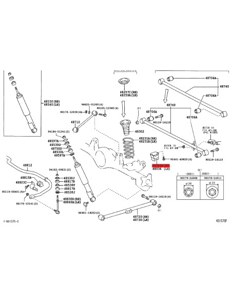 Tope de suspension arrière pour Toyota Land Cruiser J12 (droit - modèle VXL pneumatique) - Original Toyota Land Cruiser
