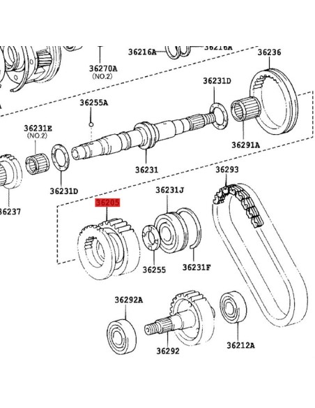 Roda dentada de acionamento da caixa de transferência J12 / 15 - Original Toyota Land Cruiser